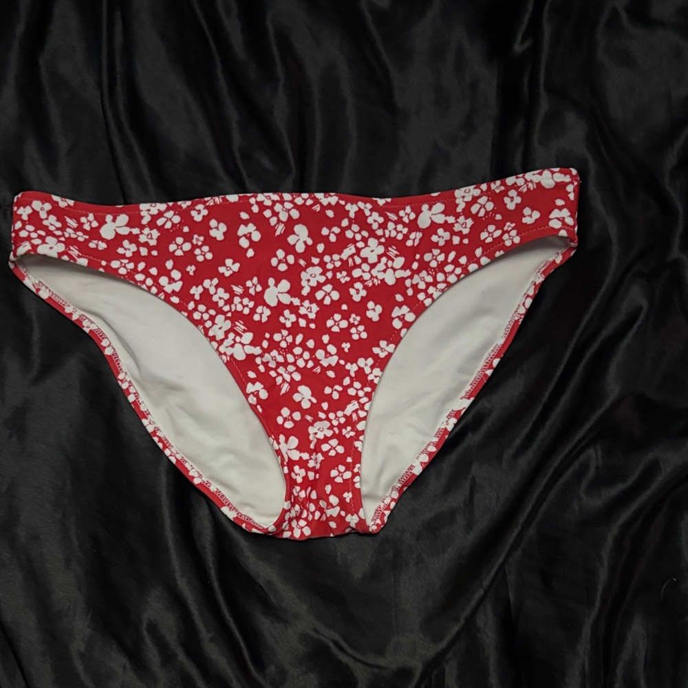Aerie Red and White Floral Bikini Bottom